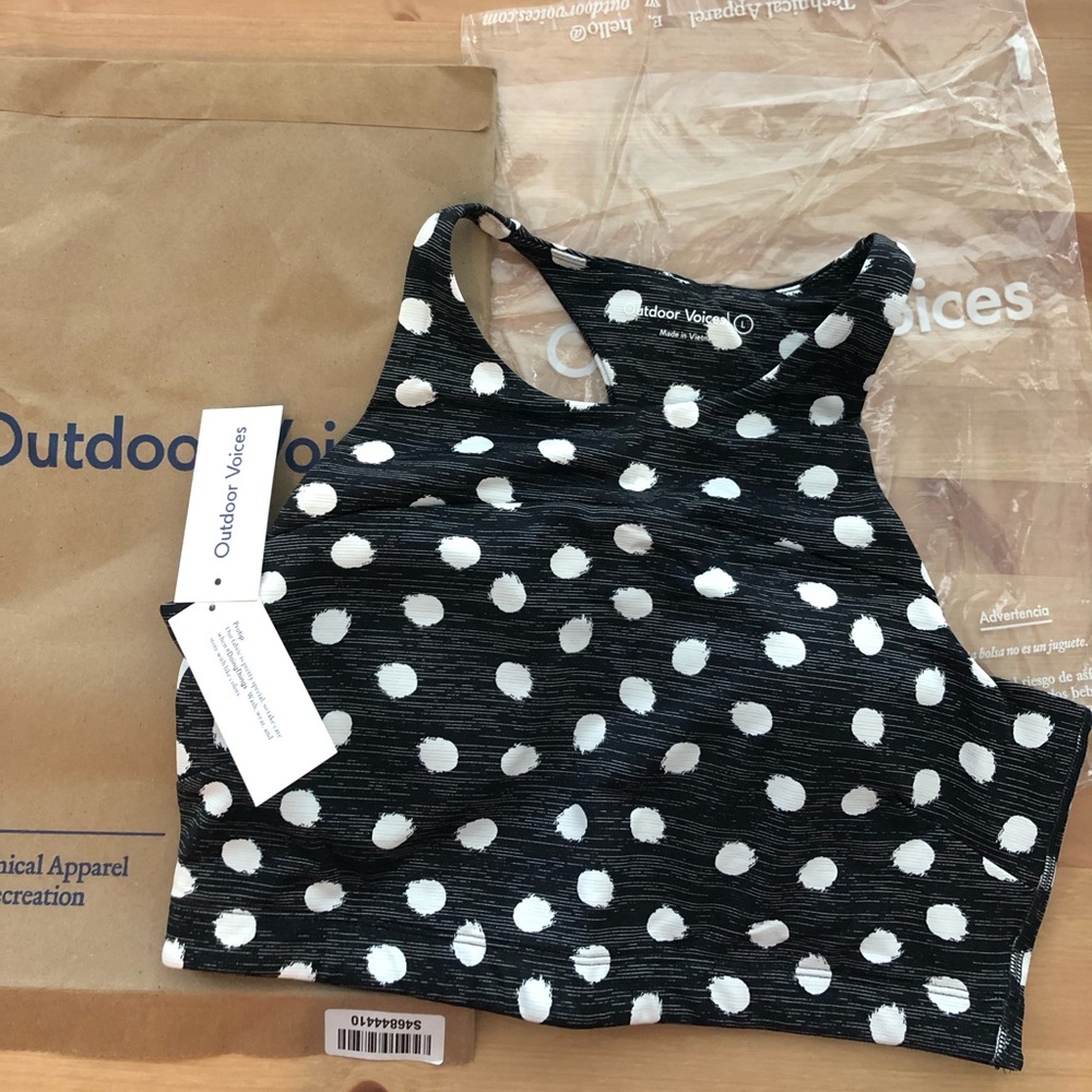 Outdoor Voices polka dot tech sweat crop top